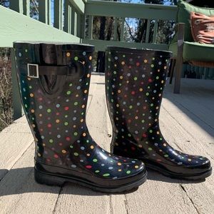 Polka dot rain boots